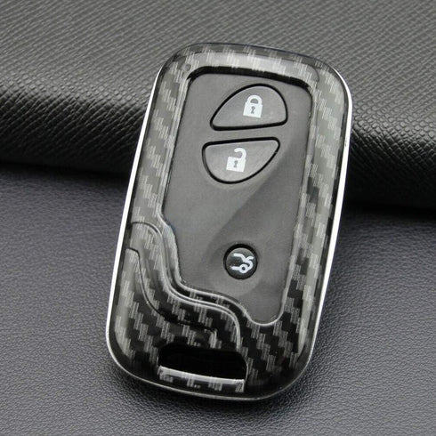 iJDMTOY Exact Fit Black Glossy Carbon Fiber Finish Key Fob Shell Compatible with Lexus is ES GS LS CT LX GX RX, etc 1st Gen Smart Keyless Fob...