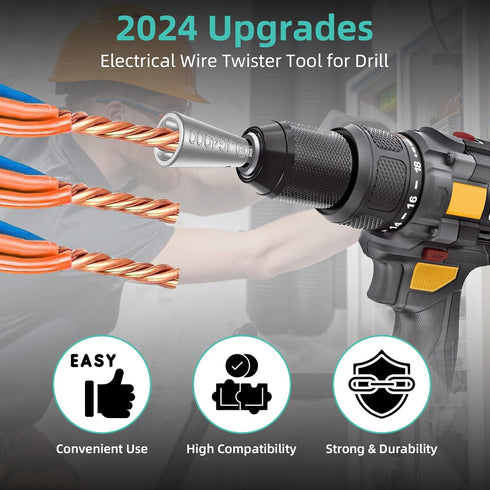 Wire Twister Tool Connector for Drill - 2024 Upgrades Drill Wire Twister, Rebar Wire Twister Wire Connector Wire Twisting Tool, Cable Wire Nut Twi...