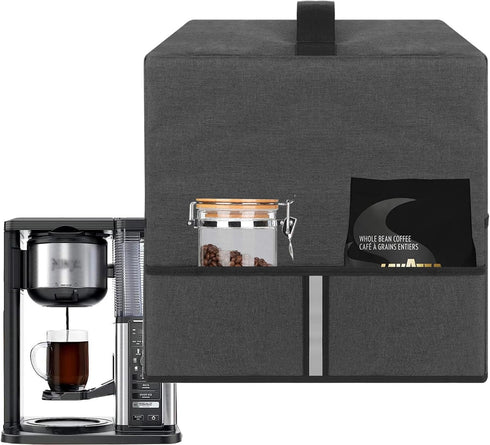 Coffee Maker Cover, Heavy Fabric Cloth Coffee Maker Dust Cover Compatible with Ninja CM300, CM371, CM400, CM401, CM407 Coffee Maker, 12.6X9.5X15 i...