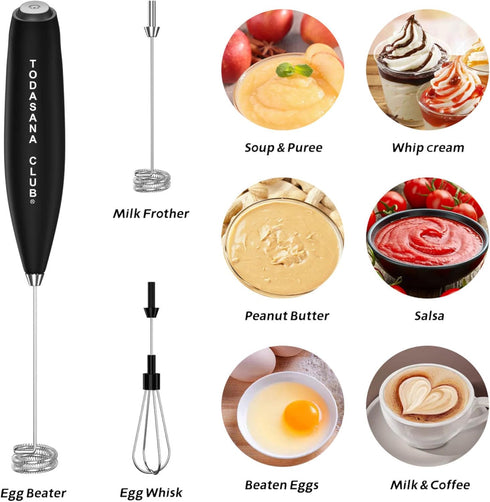 2024 Milk Frother Wand | Best Double Whisk Milk Frother Handheld | High Powered 19000rpm/min With Improved Motor Electric | Drink Mixer For Coffe,...