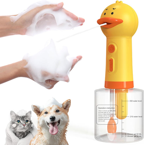Electric Dog Shampoo Dispenser Dog Shampoo Sprayer Duck Shampoo Foamer for Pet, Foaming Soap Dispenser for Bathtub, Kitchen Sink Cleaning...