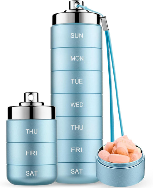 Mossime Metal Pill Organizer Weekly, Stackable Waterproof Travel Pill Box, Large Aluminum Alloy Pill Case Container, BPA Free 7 Day Daily Medicine...