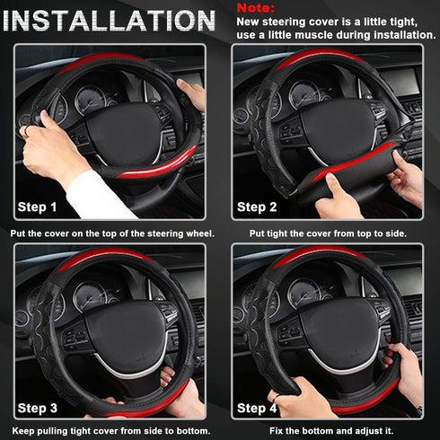 GIANT PANDA Steering Wheel Cover for Kia Soul, Car Steering Wheel Cover for Kia Optima and Telluride - Black...