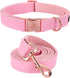 Elegant little tail Pink Dog Collar and Leash, Durable Pet Collar, Leather Dog Collar Adjustable Girl Dog Collars for X-Small Dogs...