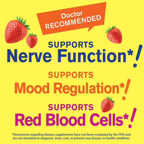High Potency Vitamin B6 Gummies - Promotes Nerve Health, Cognitive Function, Mood Regulation, Immune Support, and Cardiovascular Health - Vegan, N...