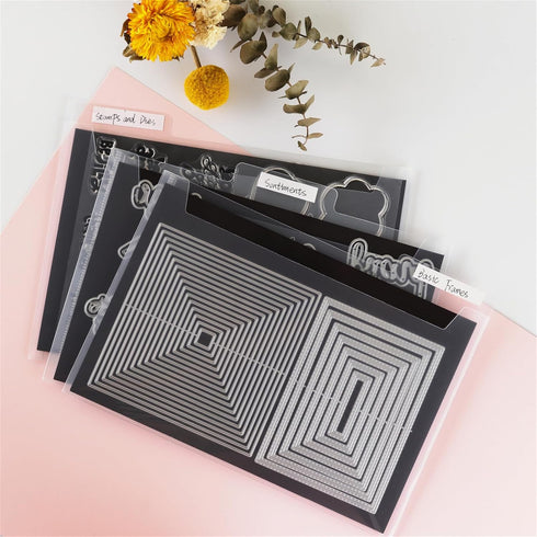 Briartw 12 PACK Storage Bag,Resealable Plastic Envelopes Pockets for Cutting Dies Stencil Crafts Organizer Holder,9.25x6.89" Clear Storage Envelop...