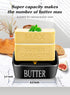 Black Ceramic Butter Dish with Lid - Large Countertop Butter Holder, Perfect for 2 Sticks, Includes Knife and Sponge Scrubber...