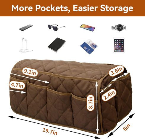 Armchair Caddy, Waterproof Sofa Armrest Organizer, Non Slip Recliner Organizer, Remote Holder for Recline, Recliner Caddy with 14 Pockets Storage ...