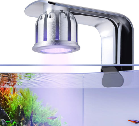 HITOP Small Clip On Aquarium LED Light with Timer- 5.7in Adjustable Three Colors Fish Tank Light, USB 5V Aquarium Lamp for Desktop Tank/Beta Tank/...