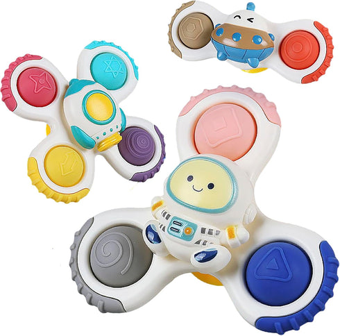 Suction Cup Spinner Toys for Toddlers 1-3, 3PCS Spinning Tops Toys for Kids Window Spinner Toys, Sensory Bath Toys for Babies 12-18 Months, Boys G...