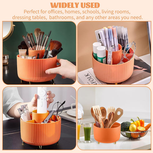 CenYouful Makeup Brush Holder Organizer,5 Slot 360° Rotating Make up Brushes Cup, Makeup Organizer Countertop for Cosmetics, Nail Polish, Art Supp...