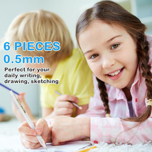 6PCS Novelty Mechanical Pencil Set, 0.5mm Transparent Pen Shell Pencils with 60pcs Lead Refill, Suitable for Drafting, Sketching, Art Class, Writi...