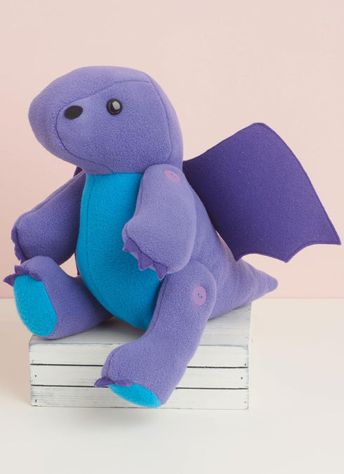 Simplicity Chubby Puppy, Lamb, Bunny, Kitten, and Dragon Plush Animals Sewing Pattern Packet, Design Code N6736, 13" Tall, Multicolor...