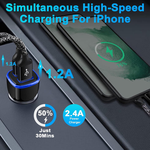 Car Charger, 2.4A 12W AndHot 2 Pack Mini Dual Port USB Car Charger Adapter Plug for iPhone 15 14 13 12 SE 11 Pro Max XR XS X 8 7 6S Plus, iPad, Sa...
