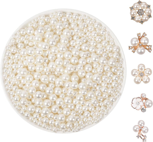 1200pcs 4 Sizes Small ABS Pearl Ivory ?No Hole? Elegant Luster, Mini Small Pearls for Crafts, DIY, Vase Filling, Wedding, Birthday Party, Home Dec...