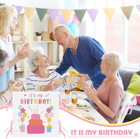 Tudomro 2 Pieces It's My Birthday Chair Cover Birthday Seat Cover for Office Chair Kids Chair Cover with Ribbons Cupcake Chair Back Covers for Cla...