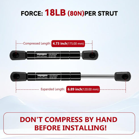 Vepagoo 7 inch Gas Struts 18Lb/80N, Gas Shock Spring Lift Supports for RV Overhead Cabinet Door Toolbox Lid, Marine Hatches & Sentry Safe Replacem...