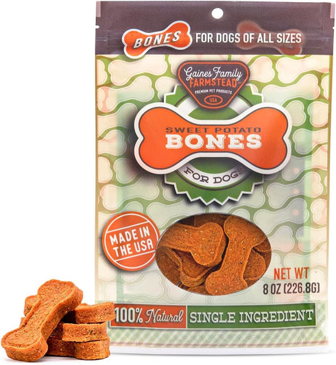 Gaines Family Farmstead Sweet Potato Dog Bones, All-Natural, Grain Free Dog Treats for All Ages & Breeds, Great for Training and Rewards, Made in ...