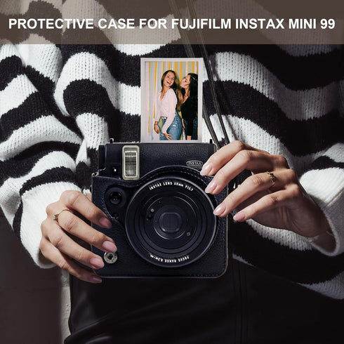 Protective Case for Fujifilm Instax Mini 99 Instant Camera, PU Leather Camera Case with 64 Pocket Mini Photo Album, Adjustable Strap, Photo Border...