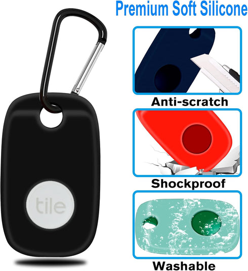 Protection Case for Tile Pro 2022 Tracker,4Pack Silicone Soft Cover Bluetooth Tracker with Keychain,Keys Finder & Item Locator Scratch Resistant S...