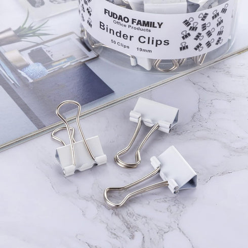 Small Binder Clips, 3/4 Inch (19mm) Binder Clips, 50 Pack Mini Binder Clips (White)...