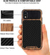TENDLIN Compatible with iPhone XR Case Wood Grain with Carbon Fiber Texture Design Leather Hybrid Slim Case Compatible with iPhone XR (Carbon & Le...