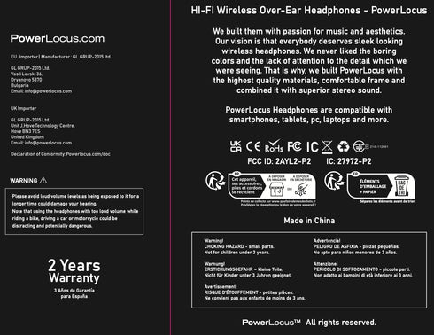 PowerLocus Bluetooth Headphones Over Ear, Wireless Headphones with Microphone, Foldable Headphone, Soft Memory Foam Earmuffs & Lightweight, Micro ...