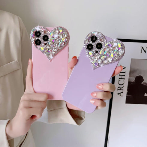 Cute 3D Glitter Case for iPhone 11, Sparkling Aesthetic Heart Gems Bling Case, Pretty shine Colorful Diamond Soft TPU Bumper Case for Women Girl-i...