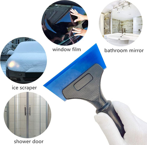 Heavy Duty Car Windshield Squeegee Rubber Shower Squeegee Water Blade Ice Scraper Rubber Squeegee Glass Wiper with Non-Slip Handle for Bathroom Cl...