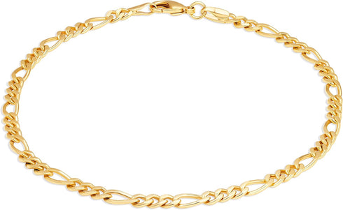 Barzel 18K Gold Plated Figaro Anklet For Women 4.5MM, 10 Inches - Made In Brazil...