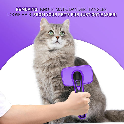 Dog Brush Kit for Shedding Short & Long Haired Cats, Self Cleaning Slicker Brush for Small Medium & Large Animals, Puppy. 3 in 1 Pet Grooming Set,...