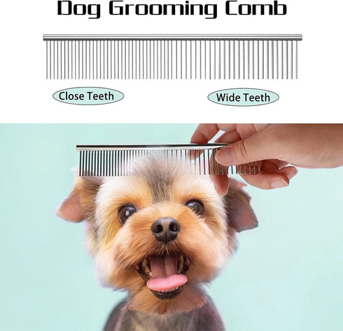 Professional Dog Grooming Scissors Set, 5 in 1 Dog Grooming Scissors Kit, Curved Dog Scissors Pet Thinning Shears, Pet Grooming Supplies, Blue...