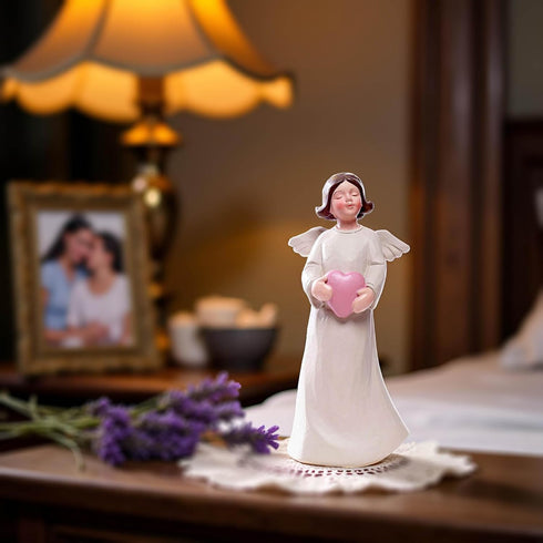 Angel Figurine Holding Heart – Sympathy Angel Statue for Women, Memorial Gift, Guardian Angel Decor, Resin Small Angel Figurines 5.12 Inch...