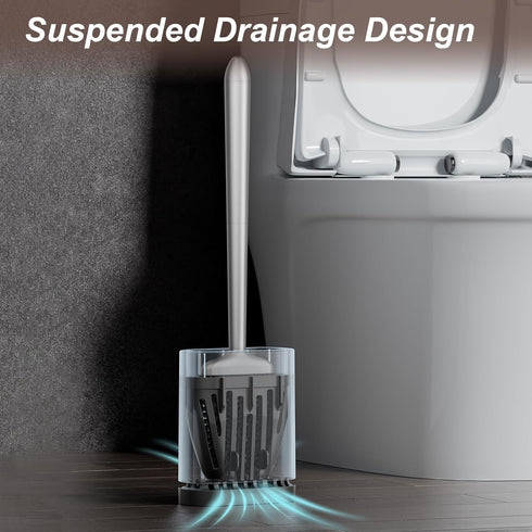 Sellemer Toilet Brush and Holder Set - Flexible Toilet Bowl Brush Head with Silicone Bristles, Compact Size for Storage and Organization, Ventilat...