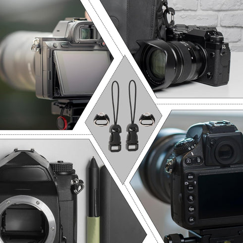 Camera Quick Release Strap, 4 Pcs Black Adjustable Camera Strap Quick Release Clips Connector Buckle Quick Release Connect Adapter to Camera Neck ...