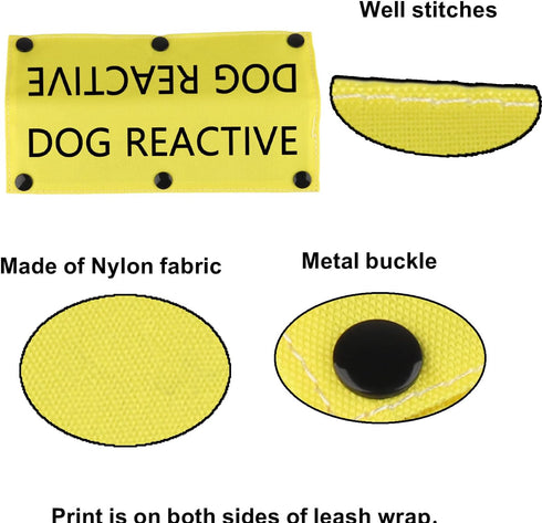 Funny Dog Leash Sleeve Dog Reactive Dog Leash Wrap Wrap Alert Hanging ID Patch Tag Pet Birthday Gift (Dog Reactive-YE Sleeve)...