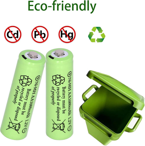 16 Packs Solar Lights Batteries AA1000mah 1.2V Ni-MH Rechargeable Double A Battery for Outdoor Solar Lights, String Lights, Pathway Lights...