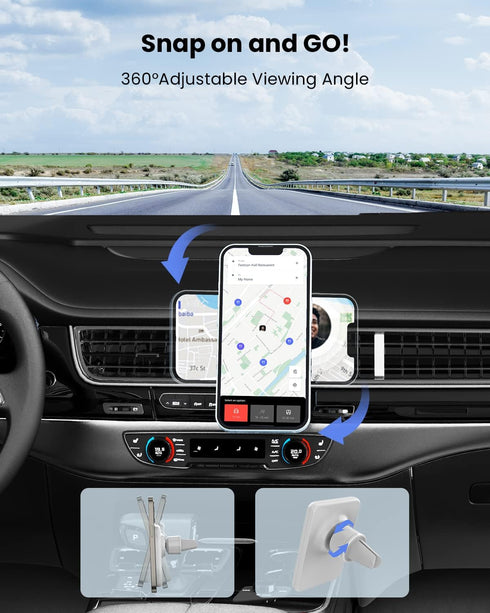 JoyGeek Magnetic Wireless Car Charger, Compatible with Mag-Safe Car Mount Charger for iPhone 14/13/12 Series, Car Air Vent Phone Holder Mount with...