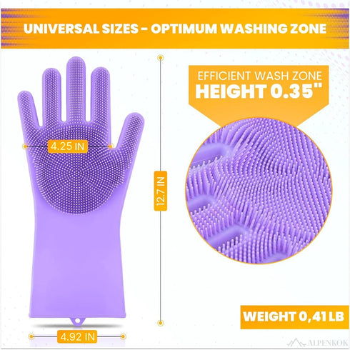 Silicone Dishwashing Gloves for Washing Dishes - Reusable Rubber Gloves for Cleaning The Home Dish Gloves for Dish Wash Pet Care Car Washing - Kit...