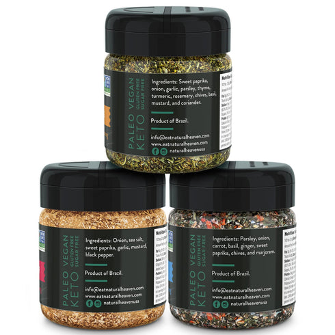 Natural Heaven Seasoning Protein Pack, Hamburger Meat Grill Seasoning (3.5 Oz), Chicken Seasoning (2.1 Oz), Salmon Seasoning (1.7 Oz) for Cooking ...
