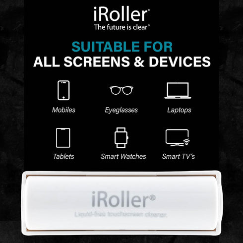 Screen Cleaner by iRoller - No Need for Spray or Wipes - Liquid Free iPad Screen Cleaner Roller Tool - Washable & Reusable - iPhone Screen Cleaner...