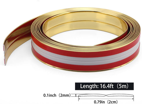 Multifunctional Wall Molding Trim & Corner Guards & Caulk Strip, Apply in Table Edge Door Frame Baseboard for Protection and Decoration, Shiny Gol...