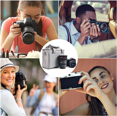 FOSOTO Camera Bag Case with Waterproof Rain Cover Compatible for Nikon D3500 D5600 D7500 D610 Canon EOS 4000D 2000D SL3 T7 M50 M6 SX530 Fujifilm X...