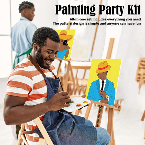 VOCHIC 2 Pack Paint and Sip Kit for Adults Paint Party Kit, Pre Drawn Canvas Painting Date Night Games, Elegant Ladies and Gentlemen Couple Favor ...