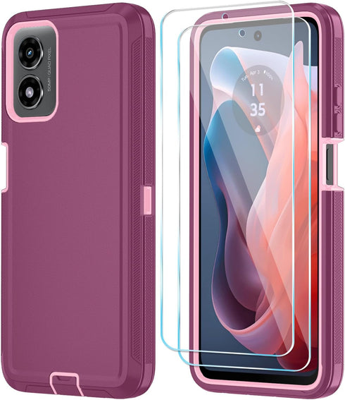 Qinmay for Motorola Moto G Play 2024 4G Case with HD Screen Protector, Moto G Play 4G 2024 Phone Case Shockproof 3-Layer Cover for Motorola Moto G...