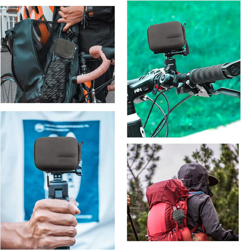 FiTSTILL Grey PU Mini Carrying Case for Go Pro Hero 12/11/10/9/8/7/(2018)/6/5 Black,Hard Shell Travel Storage Case for DJI Osmo Action,AKASO,Campa...