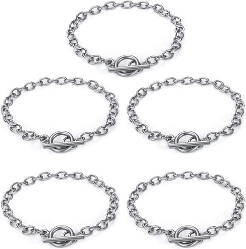 OBSEDE Charm Bracelet Chain Making Kit Stainless Steel Link with OT Toggle Clasp for Women DIY Jewelry Crafts, 5 Pieces...