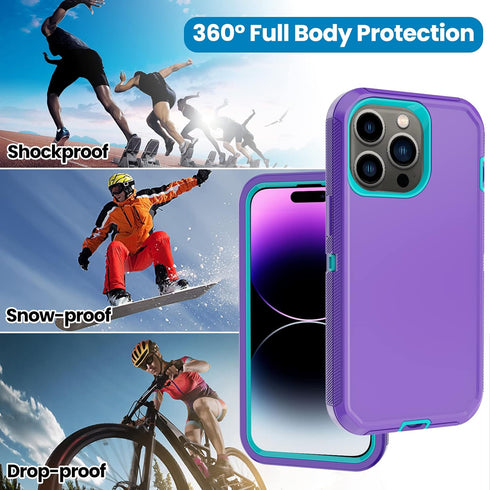Annymall for iPhone 14 Pro Case with 2 Screen Protector, Heavy Duty Drop Protection Shockproof Full Body 3-Layer Military Rugged Durable Protectiv...