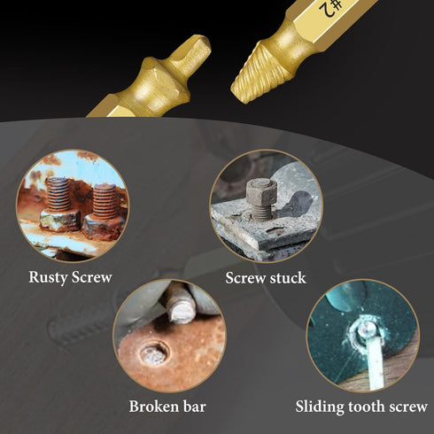6 Pieces Gold Screw Extractor Kit,HSS 4341 Damaged Screw Extractor Set,Remover for Stripped Head Screws Nuts & Bolts Drill Bit Tools...