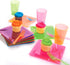 Party Essentials 10 Count Hard Plastic Square Twist Salad/Snack Bowls, 12-Ounce, Assorted Neon...